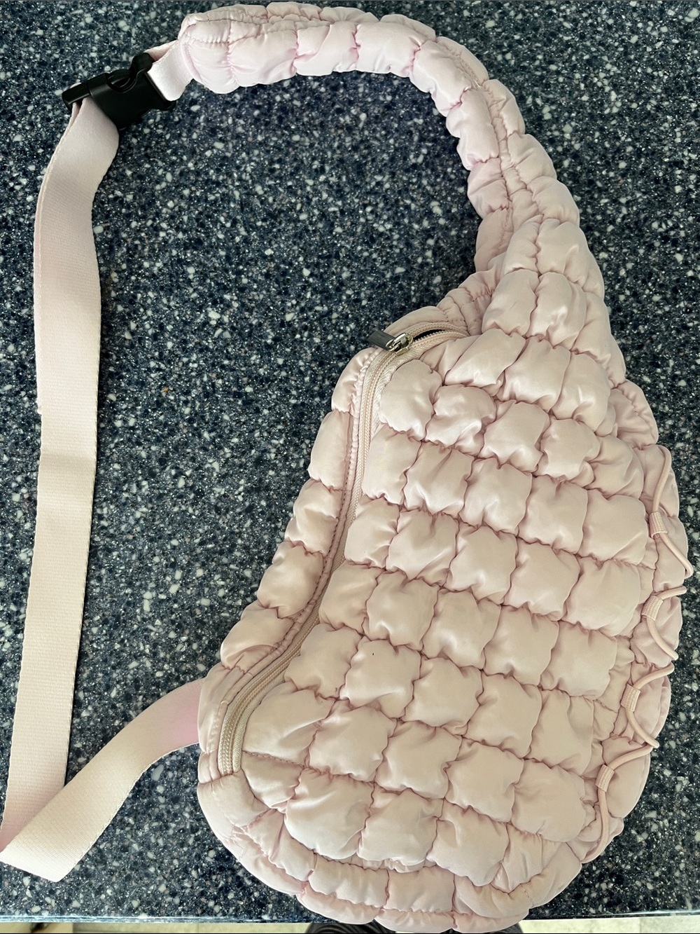 Quilted Pink Puffer Crossbody Sling Bag